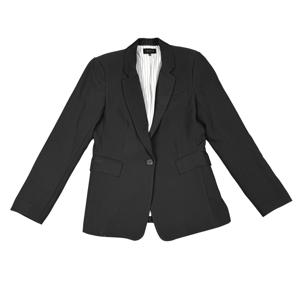 1.STATE Black Single Button Blazer Size 6 Office Professional Career